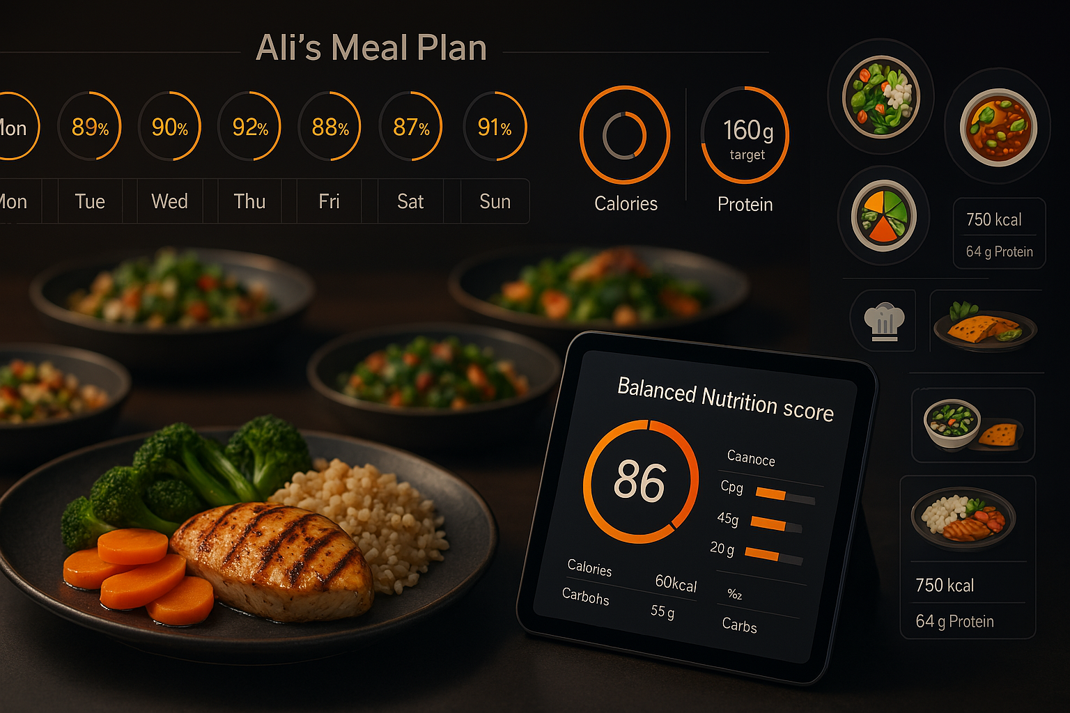 Meal plan with nutritional targets