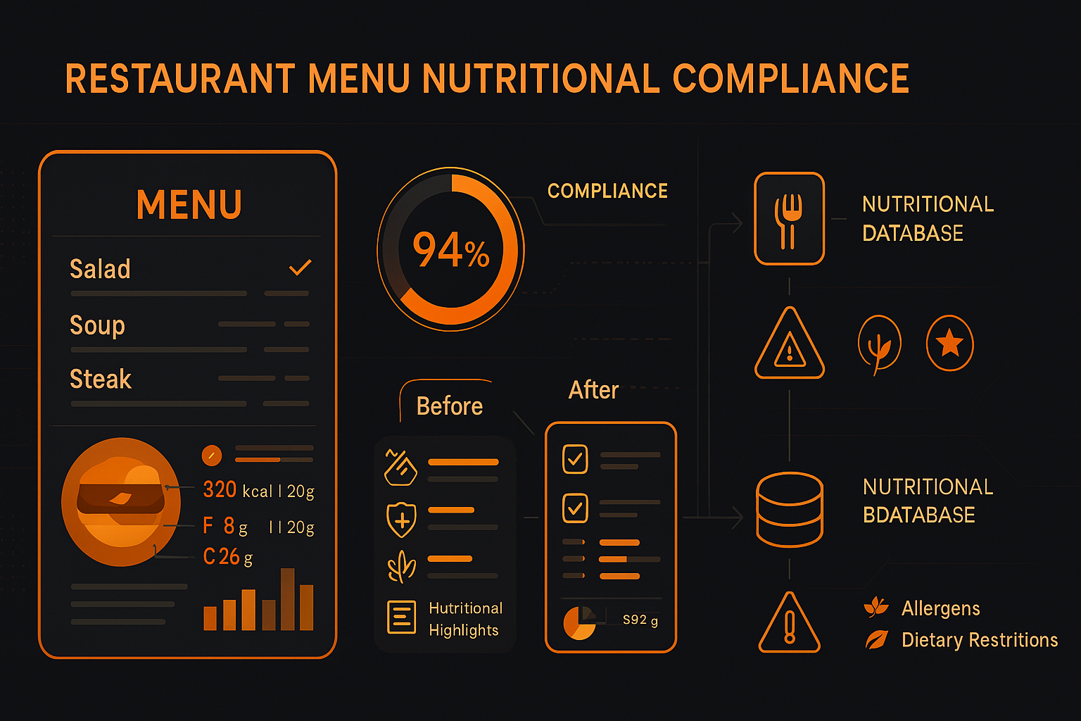 Restaurant menu with nutritional data